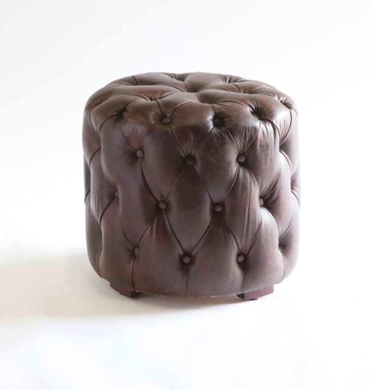 BROWN TUFTED STOOL