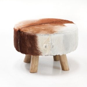 Brown and White Cowhide Stool