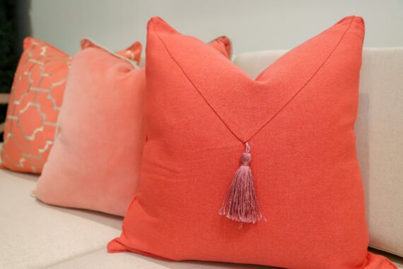 Assortment of pink pillows