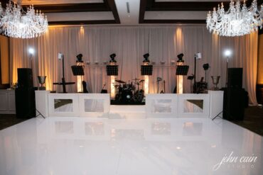 Hampton Stage Facade with Mirror Inserts at Dallas Country Club Wedding