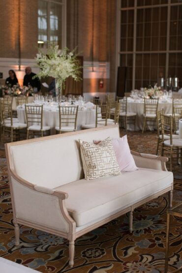 Edward Sofa with Perch Pillows at Union Station Wedding