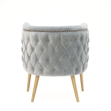 Cassidy Chair | Dusty Blue and Gold Tufted Chair