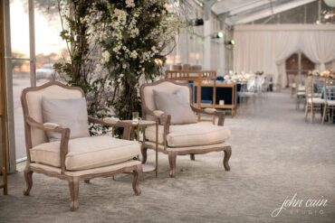 Diana Arm Chair with Marble Accent Table at Midland Country Club Wedding