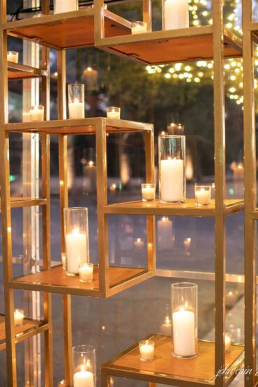 Gold Shelf with Candles at Midland Country Club Wedding