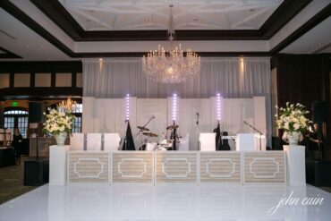 Charleston Ivory Stage Facade with Hampton Backline at Dallas Country Club Wedding