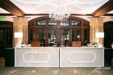 Charleston Ivory Bar Facades with Modern Gold Lamps at Dallas Country Club Wedding | Double Bar