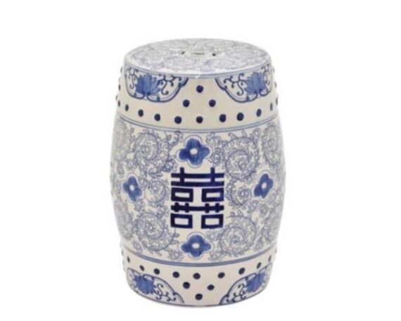 Ginger Jar Stool | Garden Stool | Blue and White Chinoiserie Stool