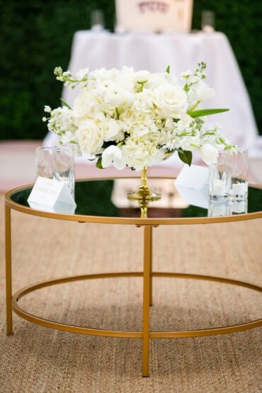 Olivia Coffee Table with Lauren Banquettes at River Crest Country Club Wedding with Branching Out Events