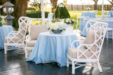 Chandler Chairs at Frierson Wedding with The Colony House in Shreveport, LA | White, Wicker Chair