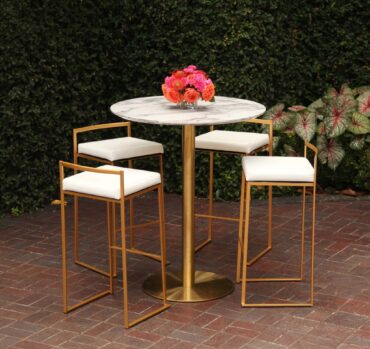 Gianna Cocktail Table with Marilyn Barstools | Marble and Gold Cocktail Table