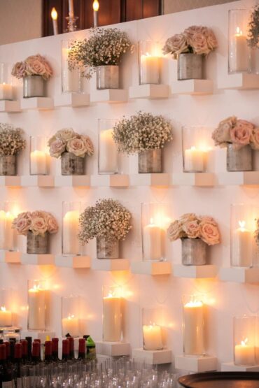 White Display Wall at Dallas Country Club Wedding with Branching Out Events and Alison Baker Events