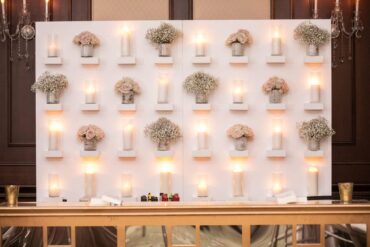 White Display Walls with El Dorado Bar at Dallas Country Club Wedding with Branching Out Events and Alison Baker Events