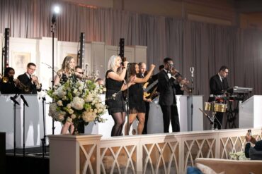 Amelia Stage Facade with Hampton Backline and Antique Mirror Inserts | Jordan Kahn Music Company Showcase | Jordan Kahn Orchestra Showcase at The Ritz Carlton Dallas