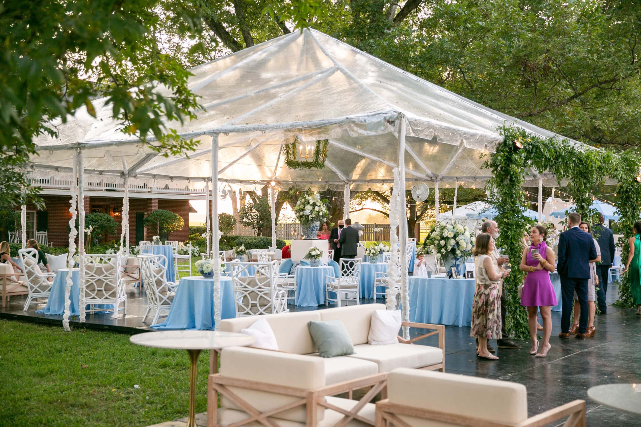 Charming Blue and White Wedding Reception in Louisiana