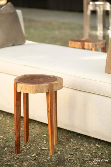 Wooden Side Table with Caroline Bench at The Nasher Sculpture Center | Garden Gate