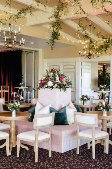 Abby Tete a tete with Wooden Bistro Table and Charles Dining Chairs at Corpus Christi Country Club | Oh Goodie Designs + Events