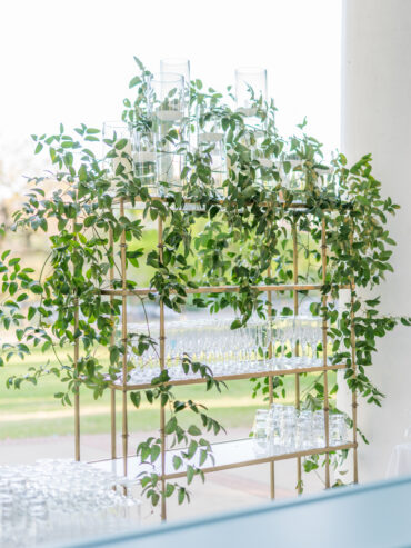 Gold Bamboo Shelf at Arlington Hall | Engaged Events | Branching Out Events
