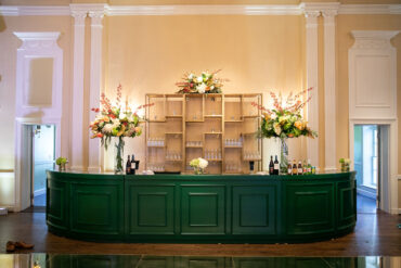 Hamilton Bar Facades and Gold Shelves at Arlington Hall | Garden Gate Floral
