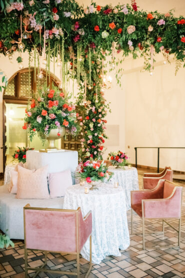 Lizzy Tete a tete with Blush Dakota Chairs | The Colony House