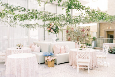 Poppy Banquettes with Chelsea Chairs at The Joule Terrace | Something Pretty Floral