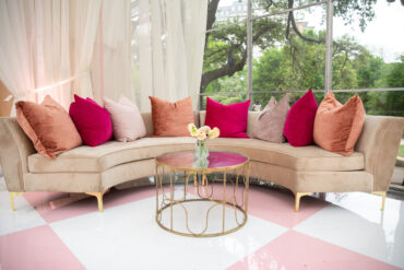 Charlotte Banquette with Greta Coffee Table at Arlington Hall Spring Soiree