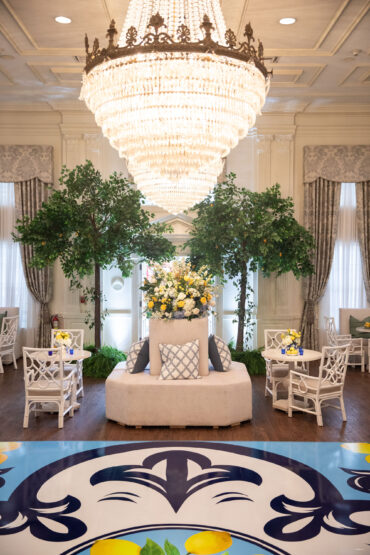 Lane Tete a tete with White Bistro Tables and Chelsea Chairs at Arlington Hall Open House | Garden Gate Floral