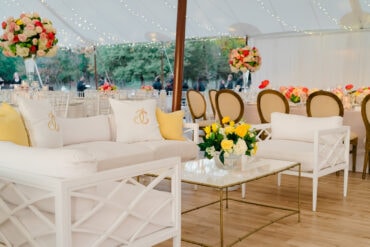 Lily Sofa, Lily Chair, Marble Bamboo Coffee Table, YELLOW 004 | Sarabeth Events