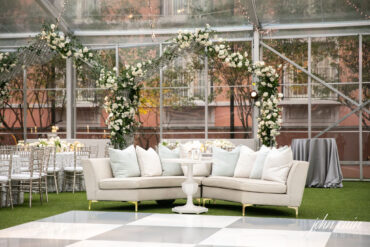 Lauren Banquette, WHITE 008, IVORY 012, GREEN 014, GREEN 015, and White Bistro Table at the Rosewood Mansion on Turtle Creek | Alison Baker Events | Three Branches