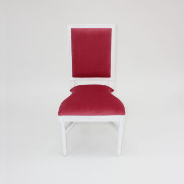 White Arthur Dining Chair with Coral Velvet Cushion