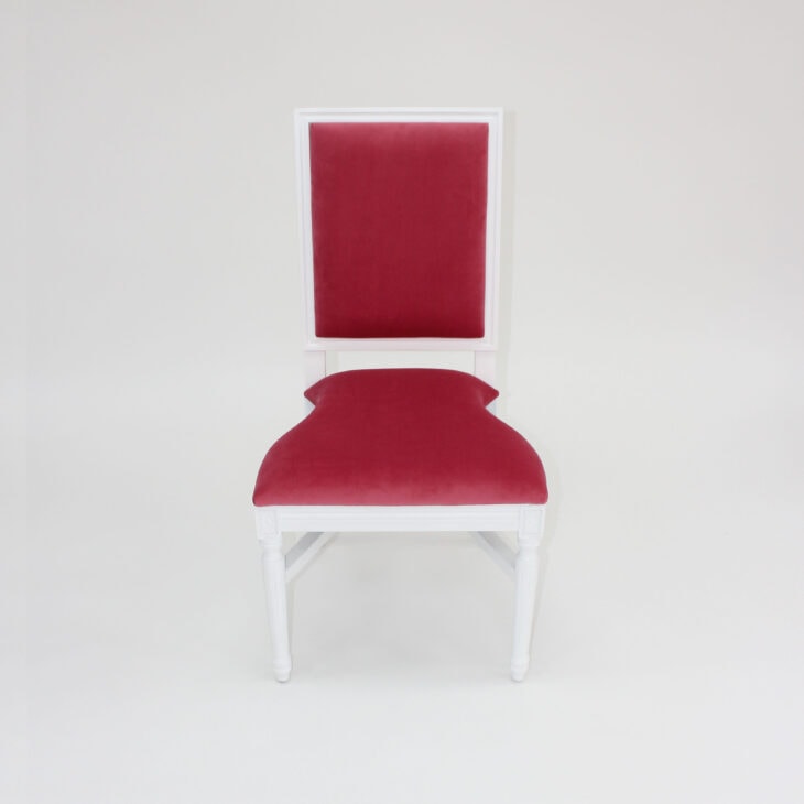 White Arthur Dining Chair with Coral Velvet Cushion
