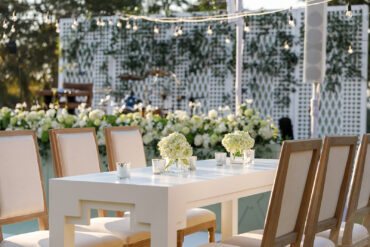 White Annie Communal Table with Arthur Barstools | Sweet Pea Events