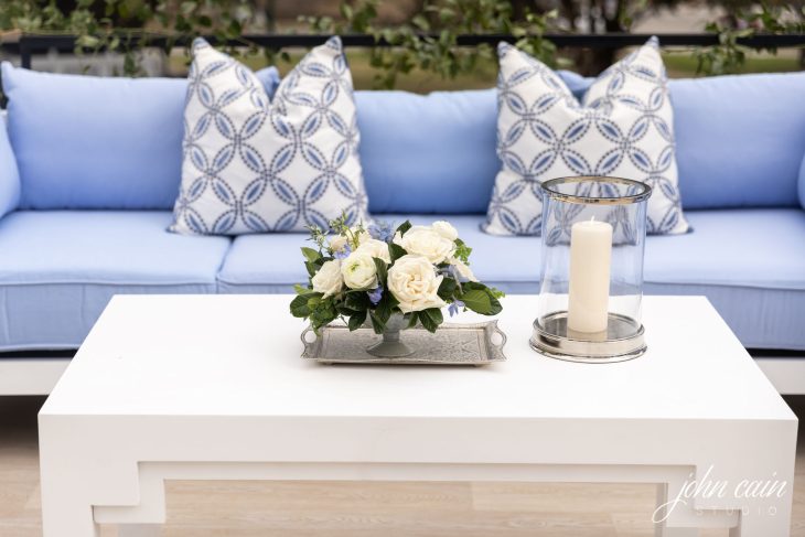 White Annie Coffee Table at Arlington Hall | Three Branches Floral | Alison Baker Events