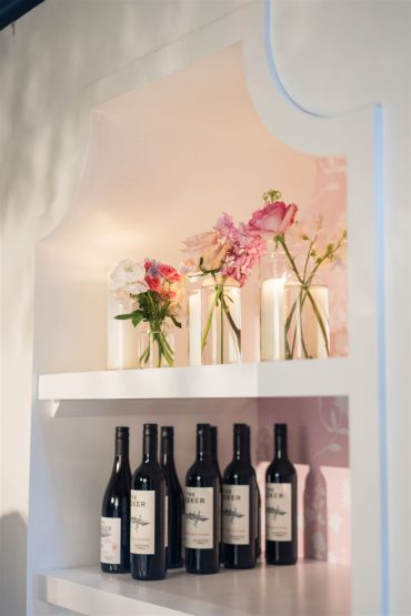 Harper Shelf with Custom Vinyl at Dallas Country Club | Weddings a la Carte | Garden Gate Floral