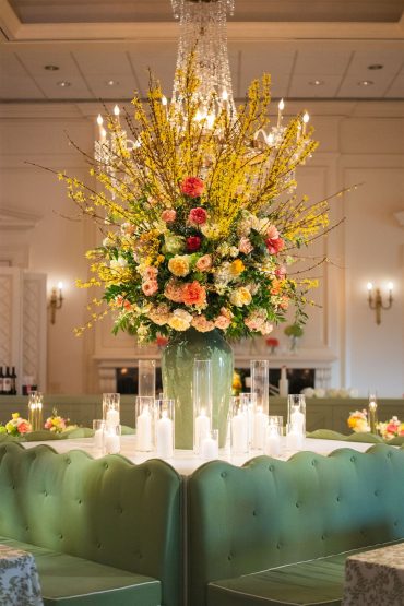 Anna Banquette with Square Platform at Brook Hollow | Kirstin Rose Events | Three Branches Floral