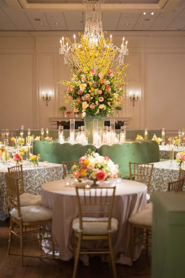 Anna Banquette with Square Platform at Brook Hollow | Kirstin Rose Events | Three Branches Floral