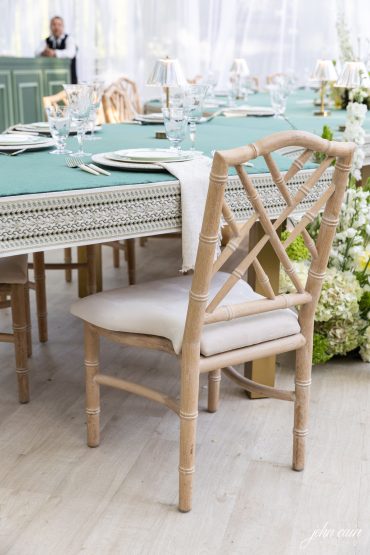 Bradley Serpentine Dining Tables with Custom Topper and Custom Trim with Talaber Dining Chairs at Arlington Hall Open House | Dr. Delphinium