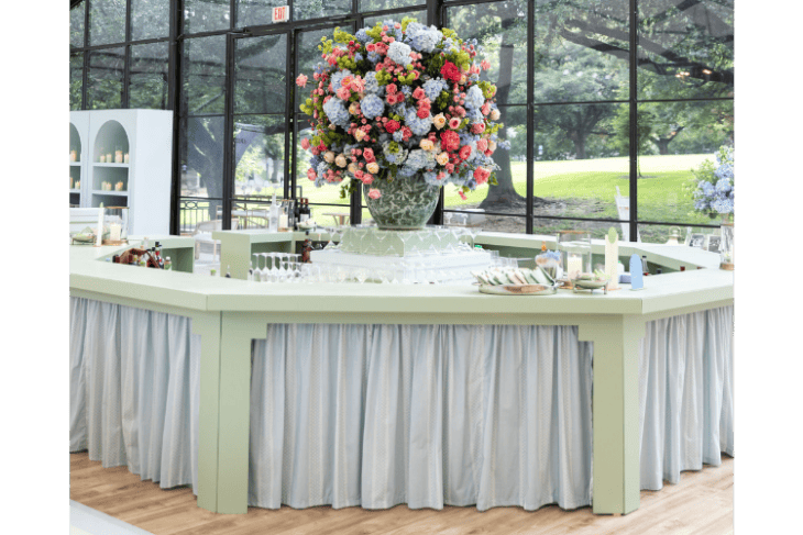 Customizable Octagon Gilmore Bar at Arlington Hall | Alison Baker Events | Three Branches Floral