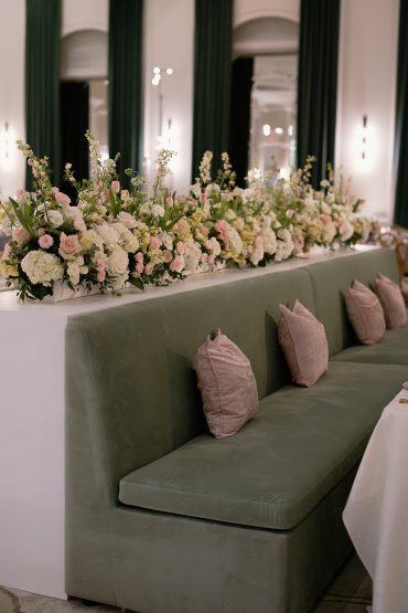 Alice Straight Banquette with Coordinating Platform at the Las Colinas Ritz Carlton | Taylor Event Co
